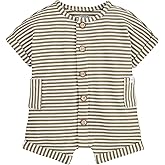 Mud Pie baby-boys Mud Pie Children's Green Stripe Waffle Romper
