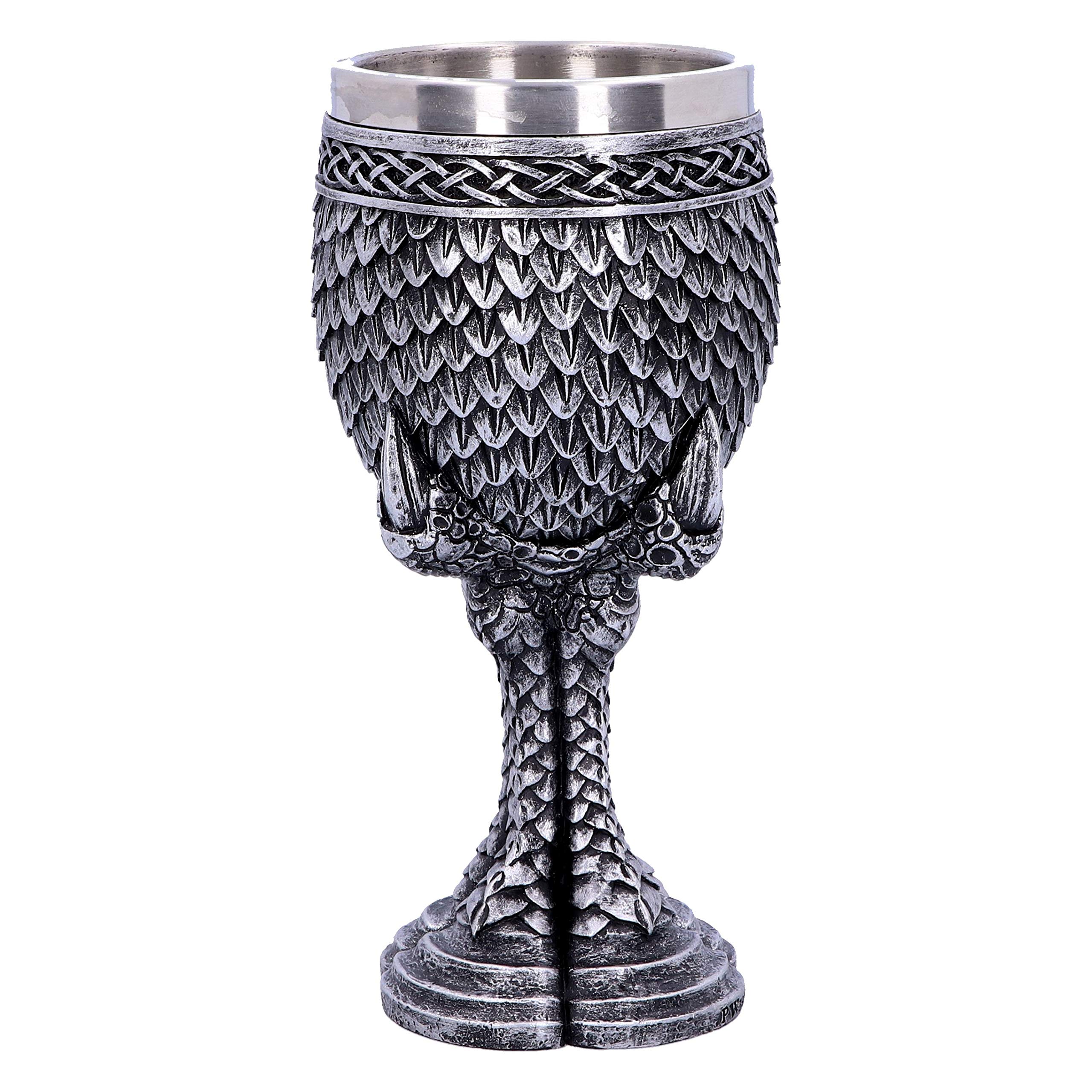 Nemesis Now U4708P9 Grey Scale Dragon Claw Goblet 16.7cm, Resin w. Stainless Steel