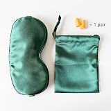 ECHOLLY 100% Mulberry Silk Sleep Mask Green with Travel Pouch & Ear Plugs view 4