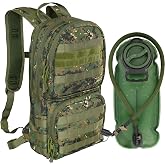 MARCHWAY Tactical Molle Hydration Pack with 3L TPU Water Bladder, Military Backpack for Backpacking, Hiking, Running, Cycling