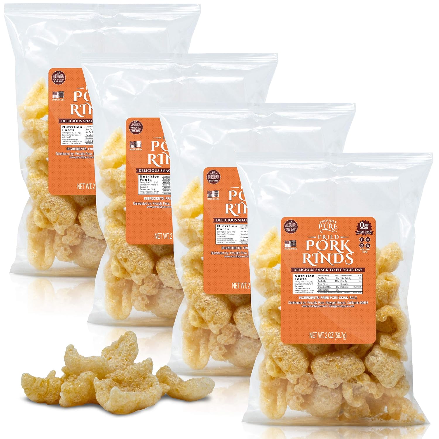 Keto Friendly Pork Rinds (4 Pack)Proudly Pure Diet Snack