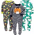 Simple Joys by Carter's Toddlers and Baby Boys' Loose-Fit Flame Resistant Fleece Footed Pajamas, Pack of 3