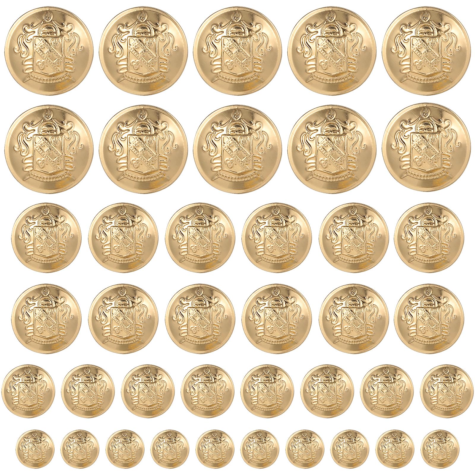 TEHAUX 40Pcs Vintage Brass Buttons Set Elegant Golden Sewing Buttons for and Costumes 4 Sizes for DIY Crafting and Decorative Projects