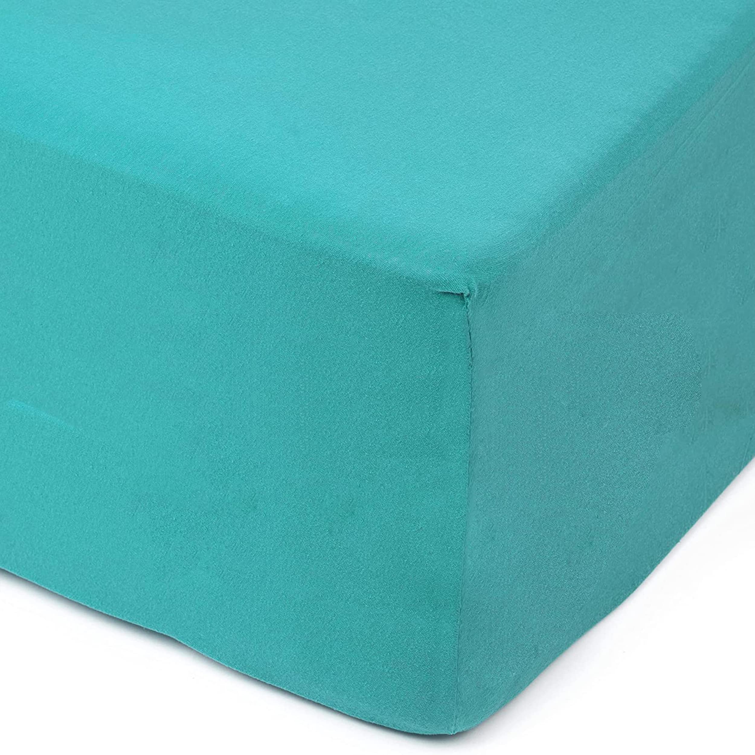 Amago - Fitted Sheet, 50 cm Pocket, 100 Percent Cotton, 160 x 200 cm - Petrol