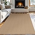KOZYFLY Washable Area Rug 4x6 ft Non Slip Rubber Backed Living Room Rugs Braided Woven Cotton Kitchen Rugs Indoor Entryway Rug Floor Carpet for Dining Living Room Bedroom, Tan/Orange/Brown