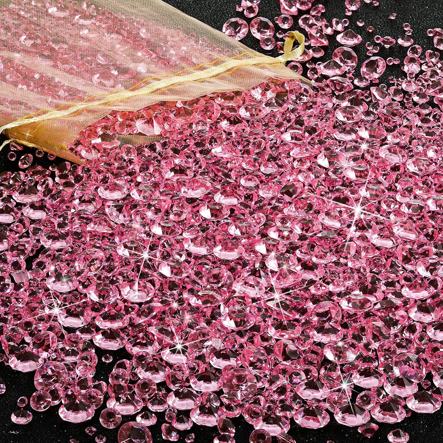 Vase Fillers - 7000 Pieces Vase Filler Bling Bling Diamond The Acrylic Gem Table Scatter Crystals in Four Sizes Table Decorations for Vase Filler Christmas Wedding Birthday Party (Pink)