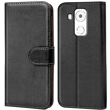 Verco Mate 8 Hülle, Handyhülle für Huawei Mate 8 Tasche PU Leder Flip Case Brieftasche - Schwarz