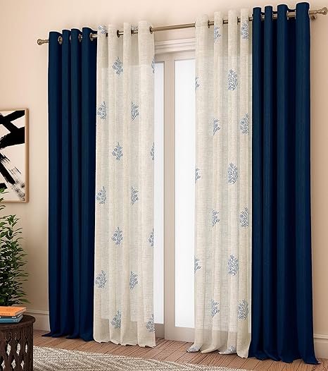 Buy Curtain Label Poly Cotton Matka Sheer 4 X 9 Ft Eyelet Curtains