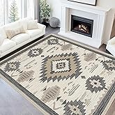 Area Rug 5x7 Western Rug Living Room Southwestern Aztec Rugs Machine Washable Tribal Navajo Southwest Rug Non Slip Printed Low-Pile Indoor Floor Carpet for Dining Room Bedroom Office, Beige