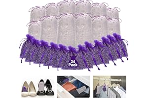 STINGMON 24 Pack Lavender Sachets Bags for Drawers and Closets, Cedar Sachets for Moth Repellent, Home Fragrance for Wardrobes Closets