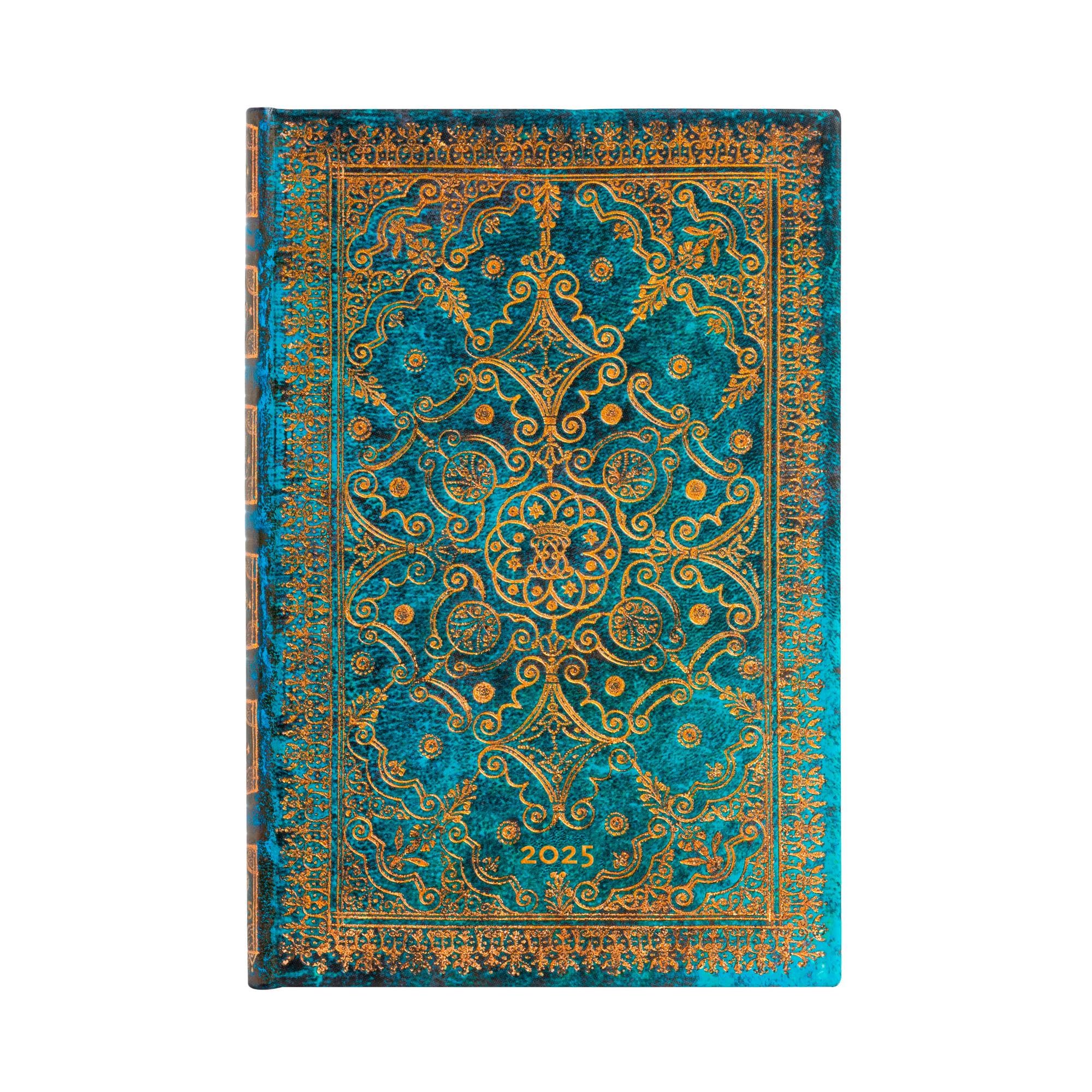 Kalendarz Paperblanks 2025 Safavid Indigo Mini tygodniowy VSO: tydzień na dwóch stronach, zamykany na Magnes, Papier 100 GSM