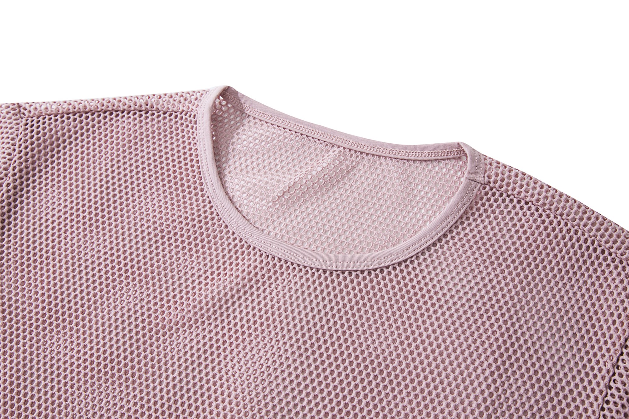 SPECIALMAGIC Fashion Short Sleeve See Through Sheer Mesh T Shirt Top Pink S