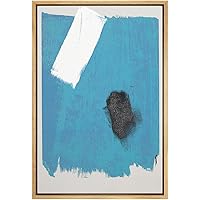 SIGNWIN Framed Canvas Print Wall Art White Streak Over Light Blue Rectangle Abstract Texture Illustrations Impressionism Contemporary for Living Room, Bedroom, Office - 16