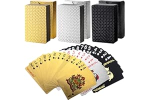 Suwimut 6 Pack Playing Cards, Waterproof Plastic Playing Cards Premium Foil Standard Index Deck of Cards for Adults Seniors, 