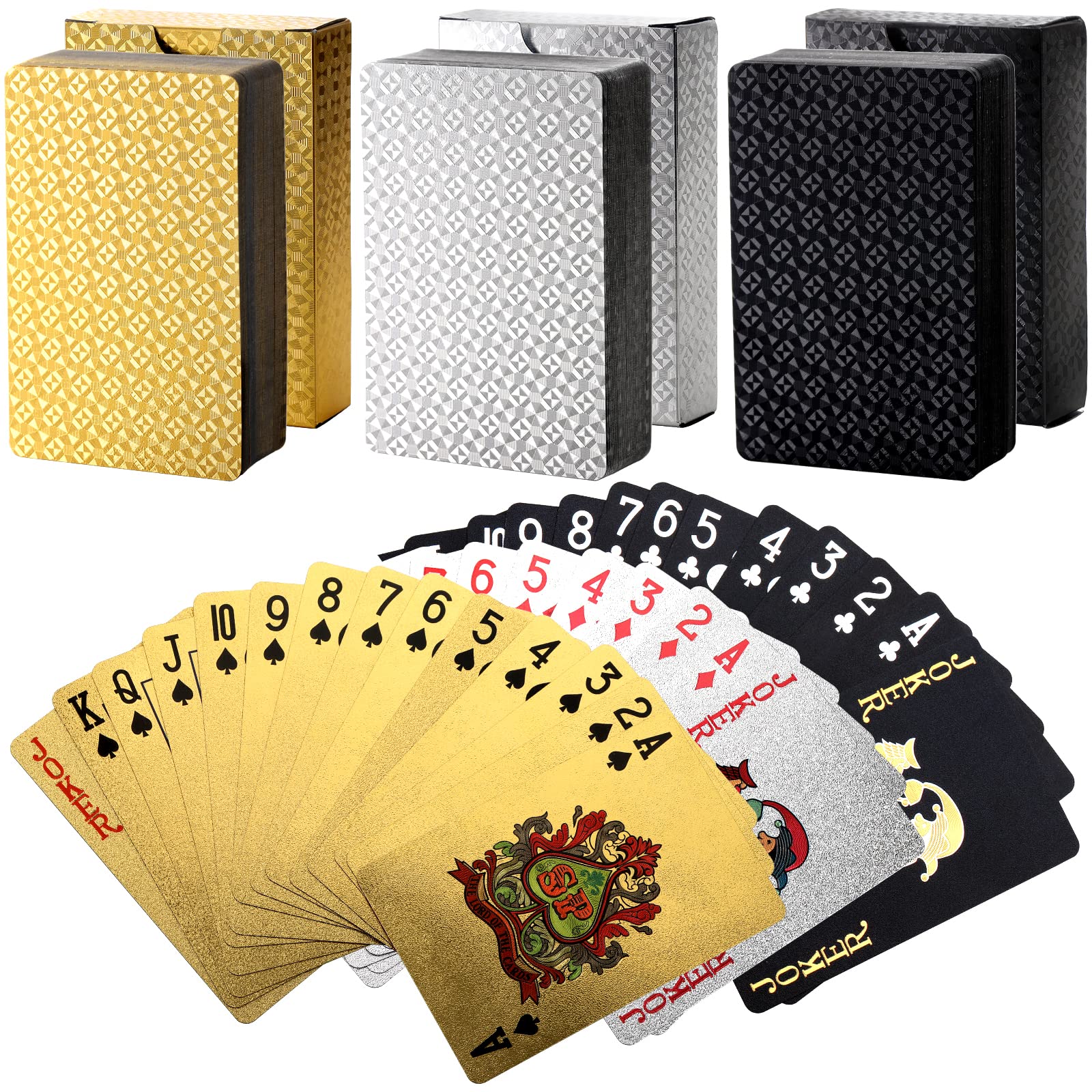 Photo 1 of (missing pieces) Suwimut 6 Pack Playing Cards, Waterproof Plastic Playing Card Standard Index Card Decks Bulk, Premium Foil Decks of Cards 