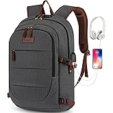 Canvas Laptop Backpack-Anti Theft Bag for Men Women,Rucksack Fits 15.6Inch Laptop, Work Travel with USB Charging Port and Lock