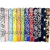 HankieWorld Bandanas Gift Set 12 Pack Soft Thin Handfeel Cotton Bandanna Scarf for men