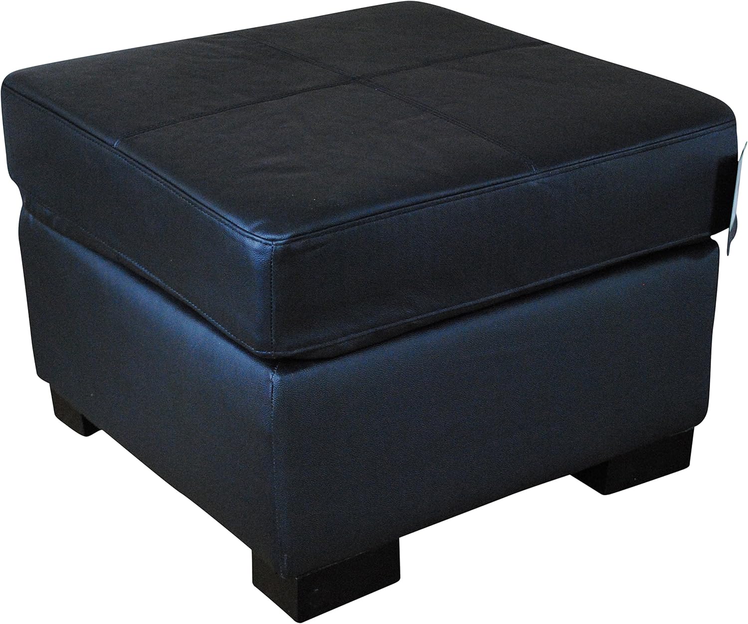 Lymm Home Furnishings Real Genuine Leather Footstool Pouffe (Black