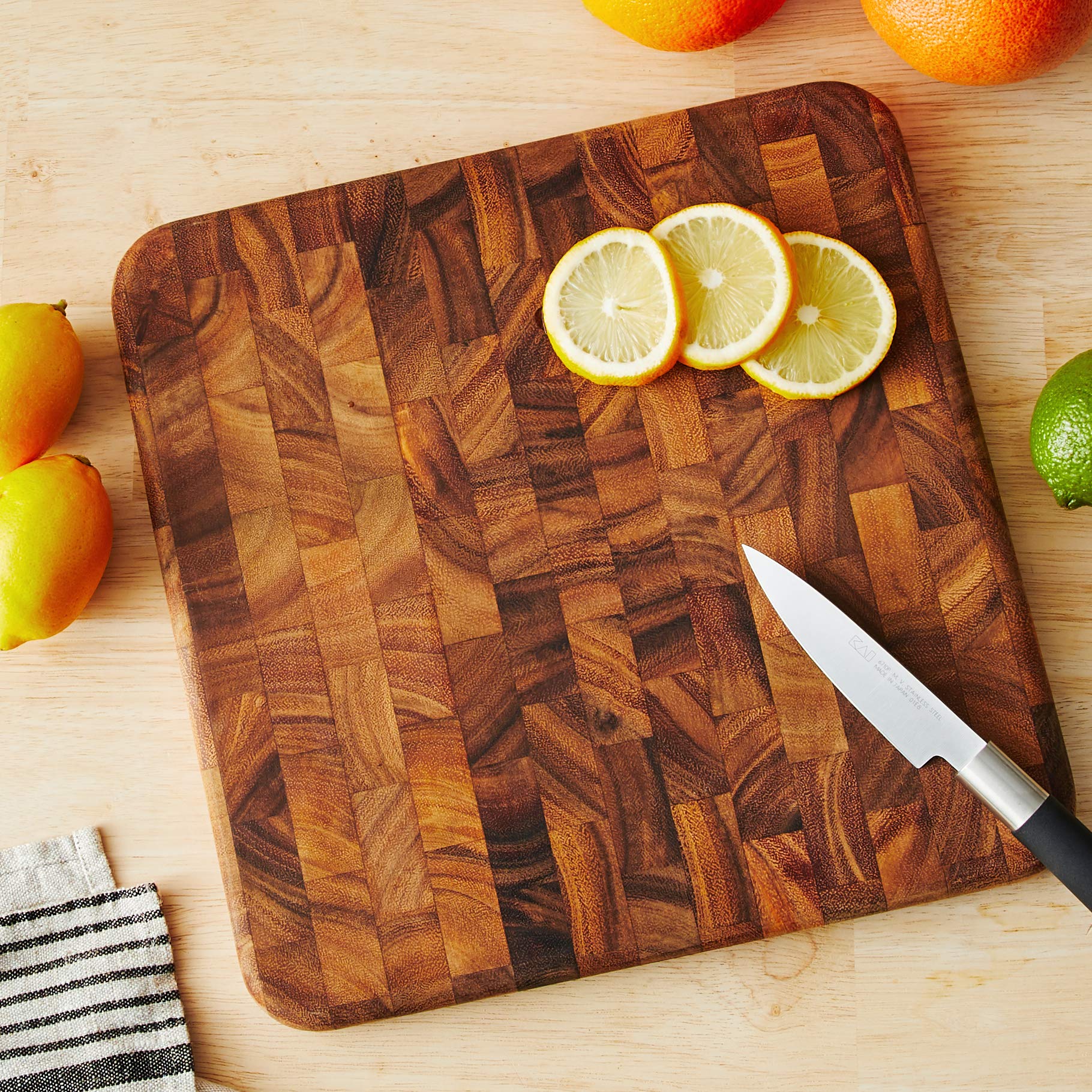 Ironwood Oslo End Grain Square Utility Cutting Board, One Size, Acacia Wood, Brown