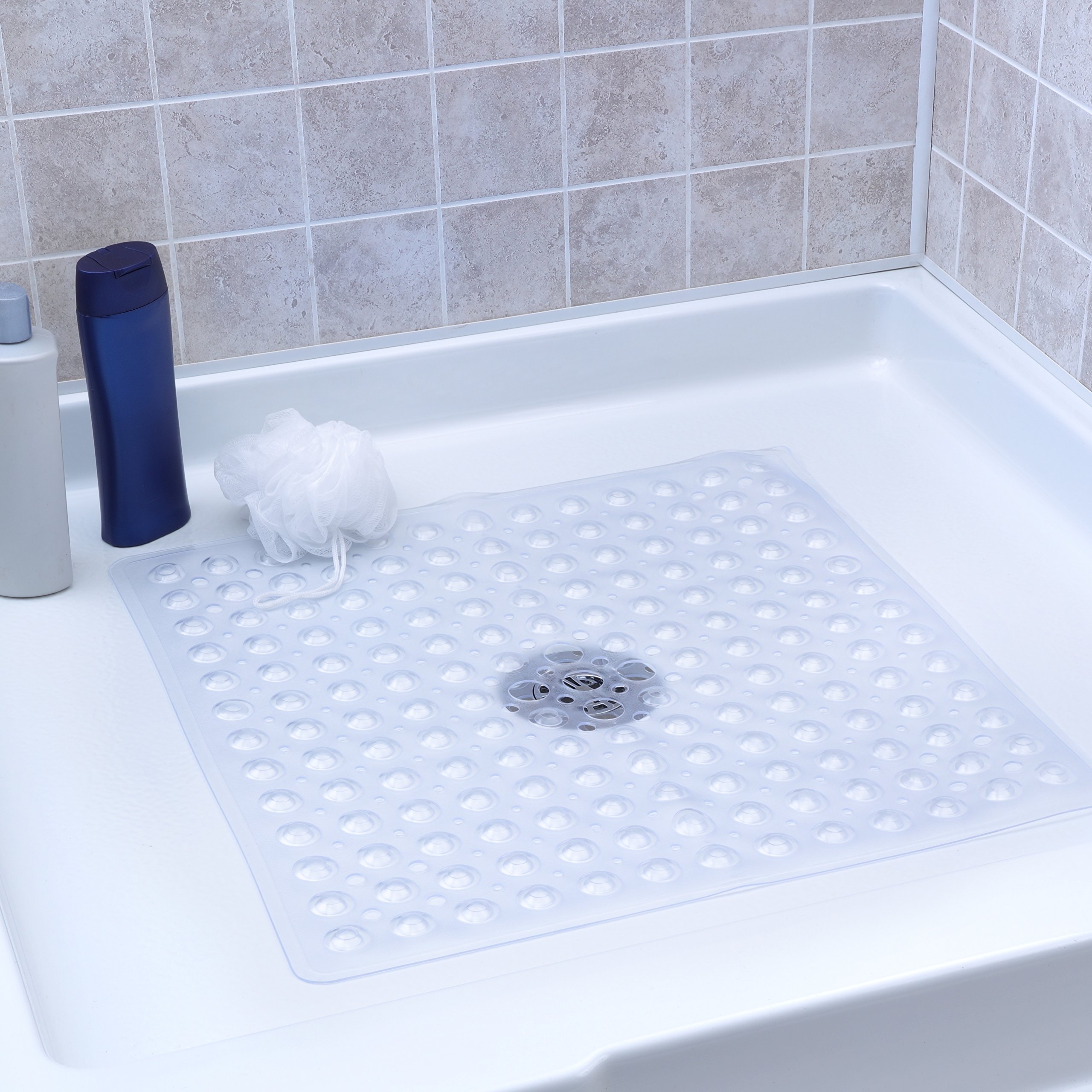SlipX Solutions Clear Square Shower Stall Mat Adds NonSlip Traction