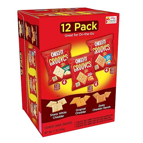 CheezIt Grooves Crispy Cheese Cracker Chips, Variety Pack, Original