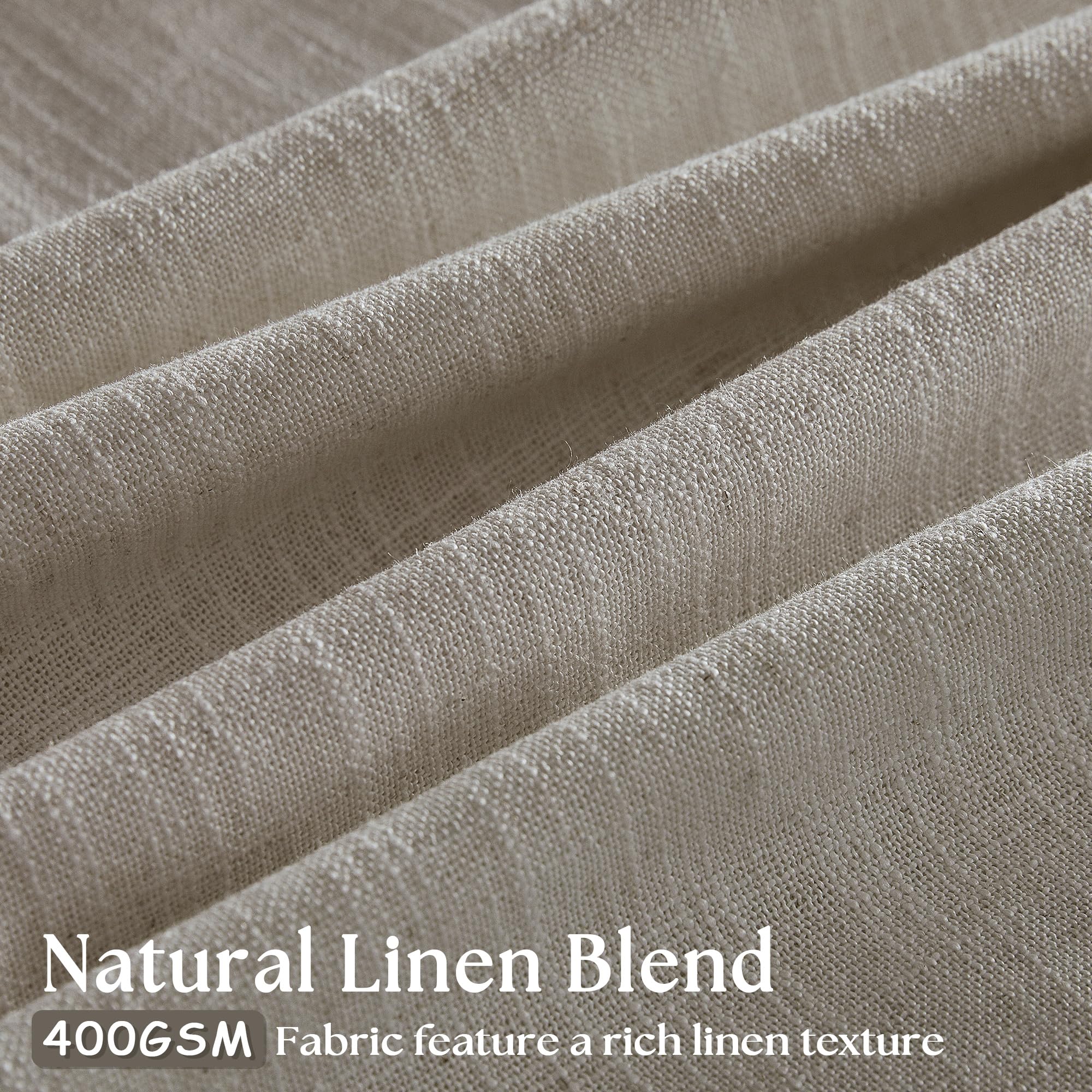 Condition photo showing New/Like New for pinch pleated linen 100 inch curtains for living room burlywood birch | greyish beige flax, double pleated drapes, back tab, farmhouse, ceiling floor 100 inch window curtains for bedroom, 2 panels burlywood birch 40"w x 100"l (pack of 2)