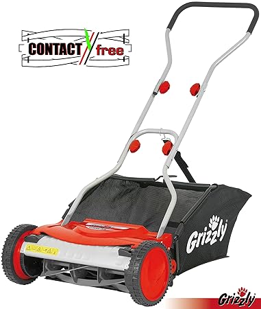 Grizzly Handrasenmäher Spindelmäher HRM 38, 38 cm Schnittbreite, stufenlose Höhenverstellung, berührungslose Schneidtechnik (