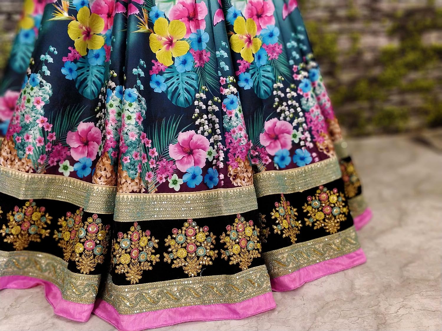zeel clothing lehenga choli (7005-zc_free size_black)