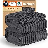 Bedsure GentleSoft Grey Fleece Queen Blanket for Couch - Cozy Soft Blankets for Women, Cute Small Throws for Girls, 90x90 Inches