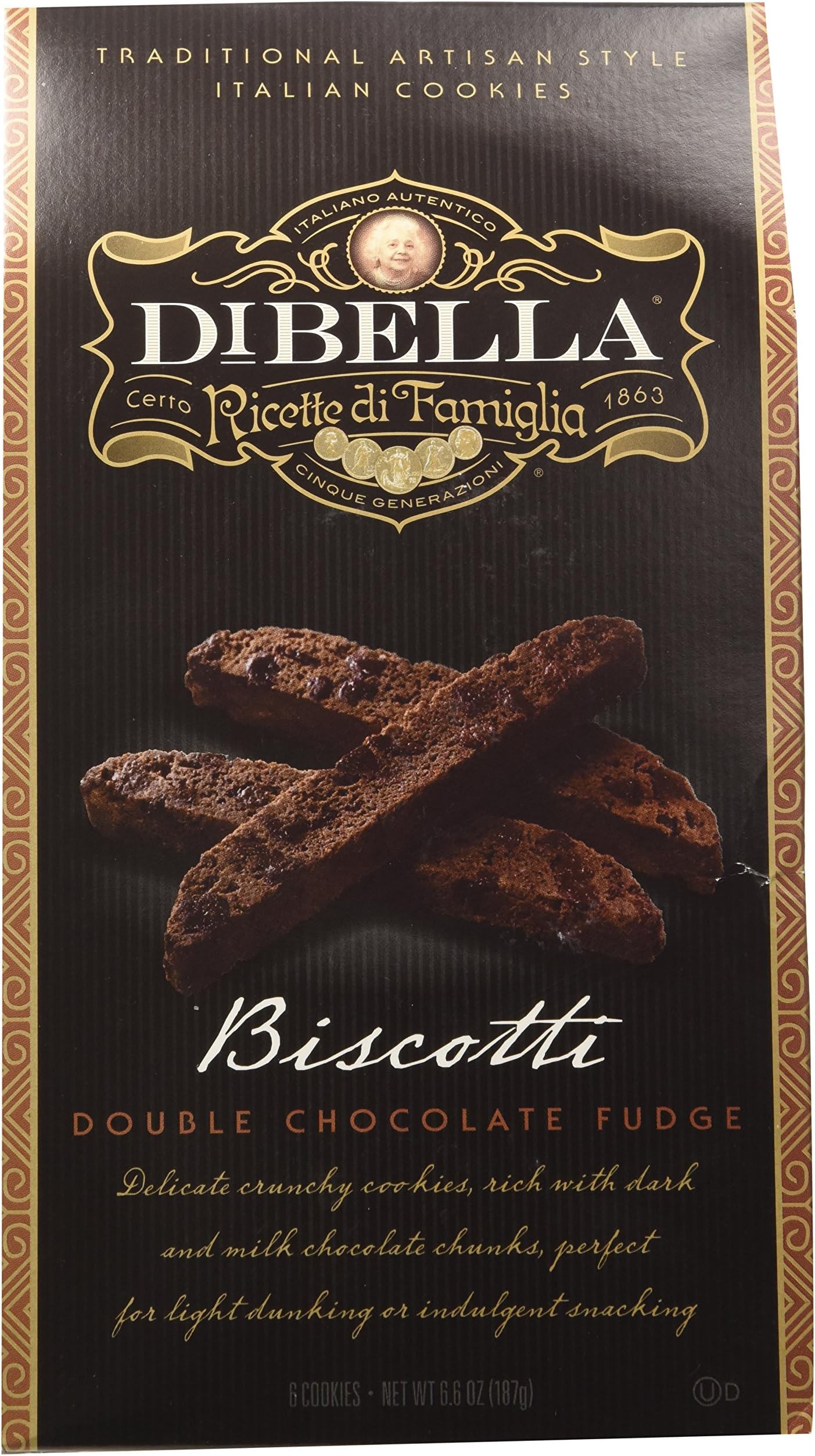 Biscotti Double Chocolate Fudge 6.6 oz (2 Pack)