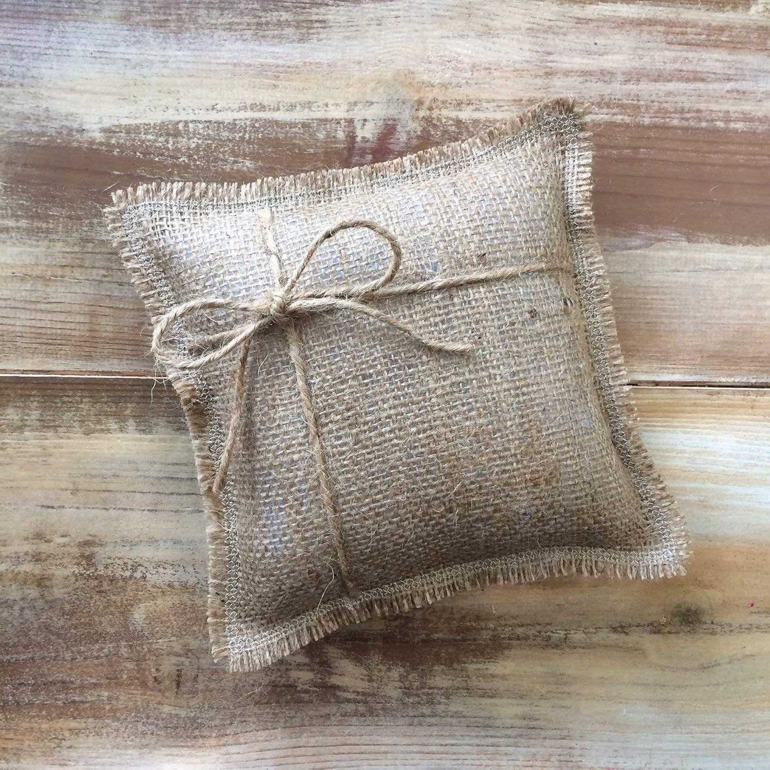 Amazon Com Natural Burlap Ring Bearer Pillow With Jute Twine