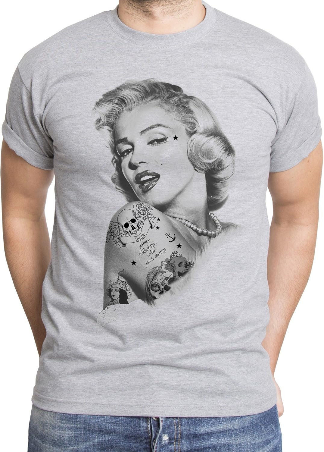 Marilyn Men's T-Shirt Monroe Hollywood Tattoo: Amazon.co.uk: Clothing