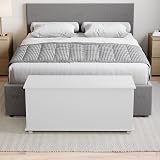 Vida Designs Leon Storage Ottoman White Wooden Chest Seat Window Bench view 3