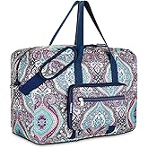 F.FETIVIN Weekender Carry On Bag Travel Duffle Medium Overnight Bag for Women(Green Floral)
