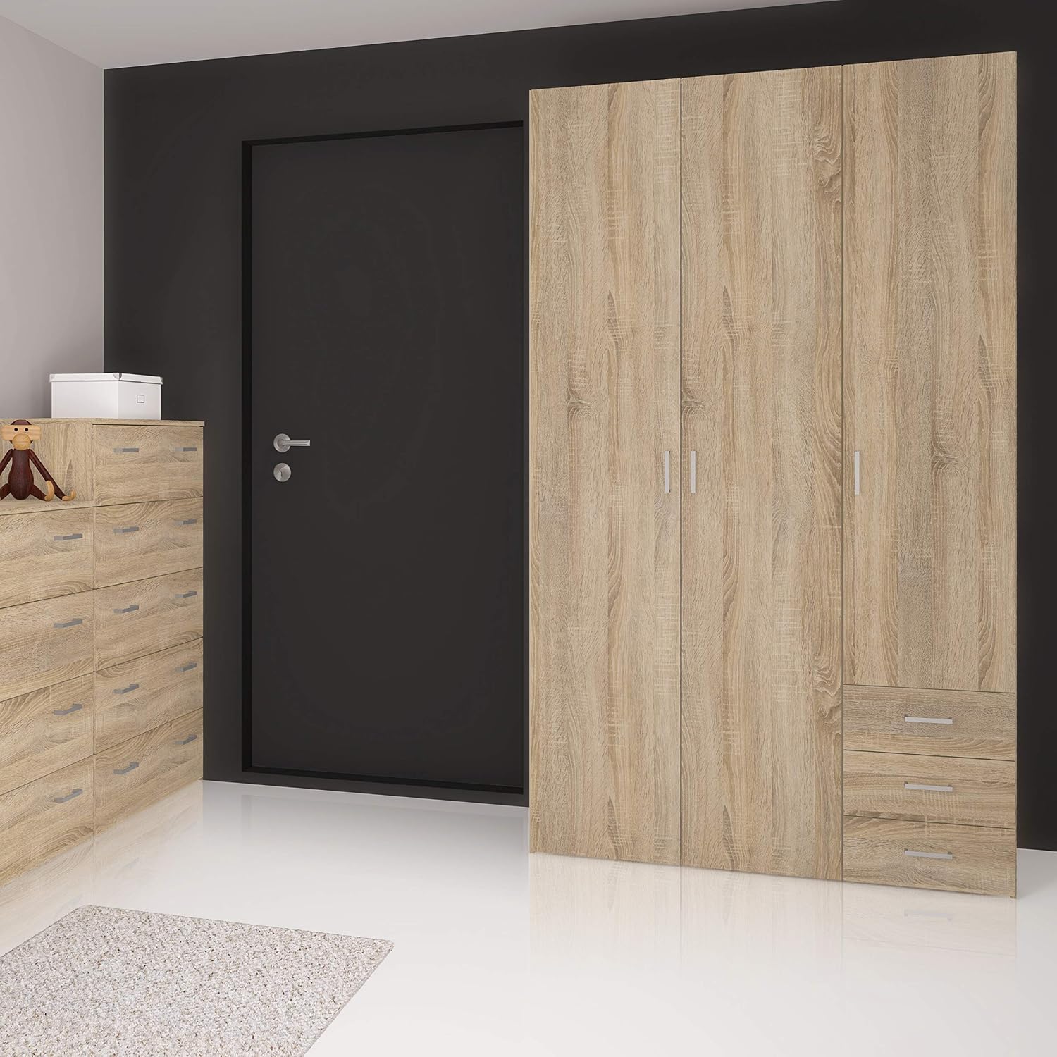 Furniture To Go, Oak, 3 Door Wardrobe - Image 4