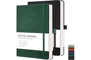 RETTACY Bullet Dotted Journal Notebook, 2-Pack, 160 Numbered Pages per Pack, A5 Medium Size (14.5 × 21 cm), 120 GSM Thick Pap