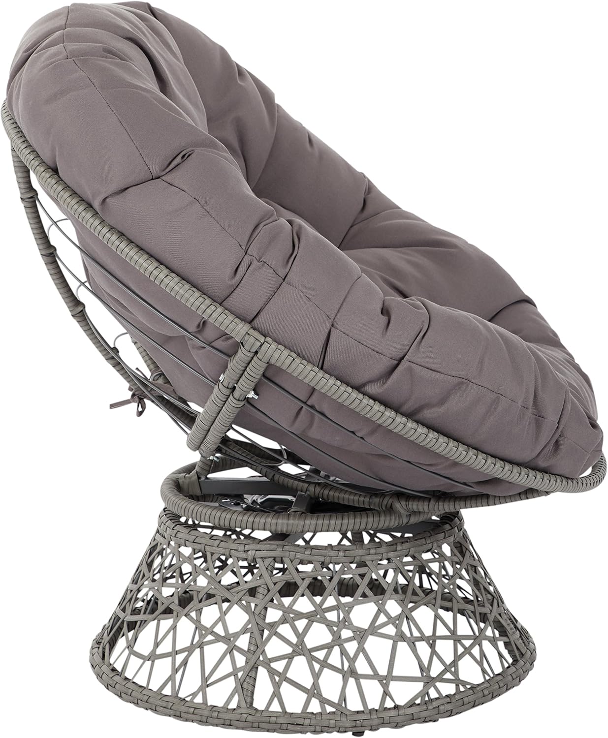 OSP Home Furnishings Papasan Chair with 360-degree Swivel, Grey Cushion Frame: Furniture & Decor