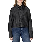 Amazon Essentials (Demi's Pick) Women's Modern Oversized-Fit Cropped Denim Button-Down Shirt