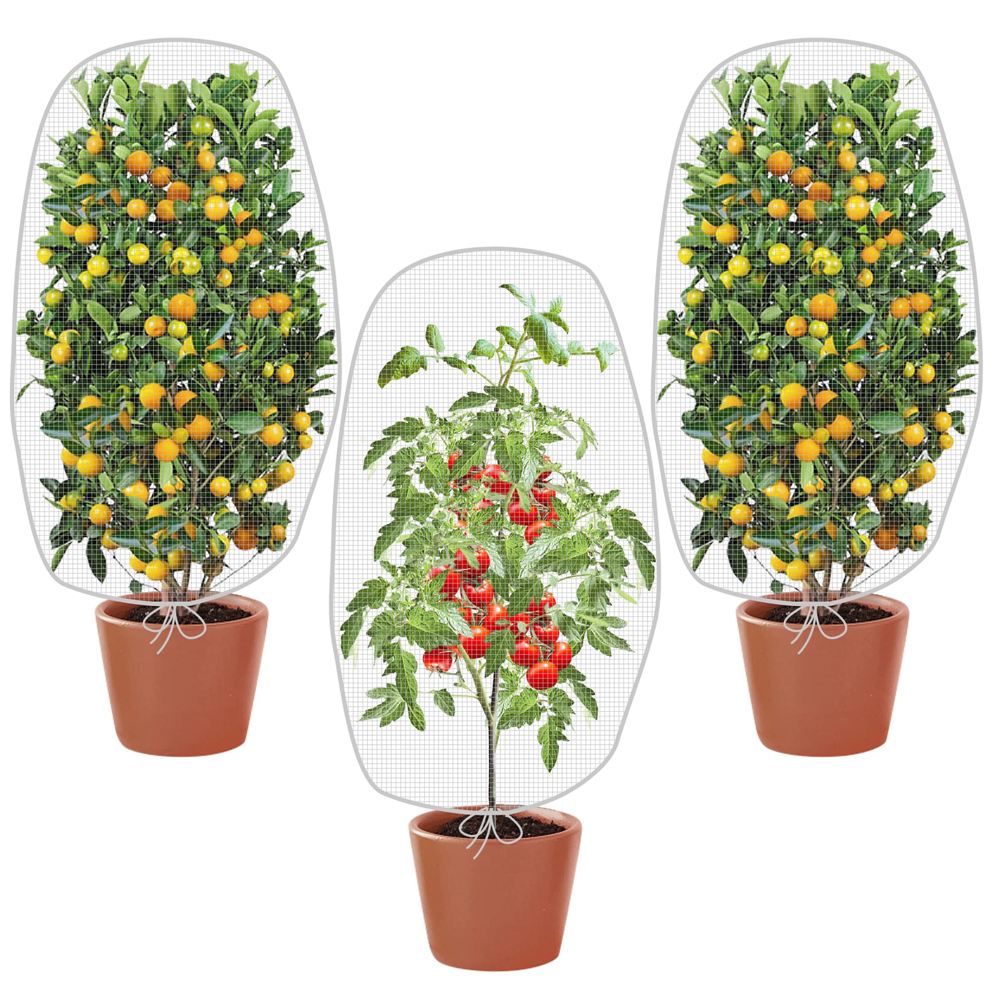 Alpurple Insect Bird Barrier Netting Mesh with Drawstring - Garden Bug Netting Plant Cover for Protect Plant Fruits Flower from Insect Bird Eating (Medium 3PCS)…