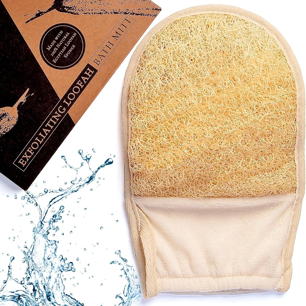 Lindissima Natural Egyptian Loofah Mitt - Exfoliating Body Scrub Glove