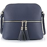 SG SUGU Lunar Lightweight Medium Dome Crossbody Bag Shoulder Bag with Tassel | Zipper Pocket | Adjustable Strap