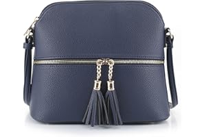 SG SUGU Lunar Lightweight Medium Dome Crossbody Bag Shoulder Bag with Tassel | Zipper Pocket | Adjustable Strap