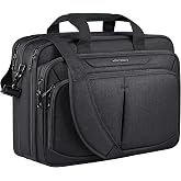 KROSER Laptop Bag Expandable Briefcase Business Work Bag 17.3" Black | Expandable, Lightweight Briefcase, Water-Repellent, Business Work Bag, For Travel/Women/Men