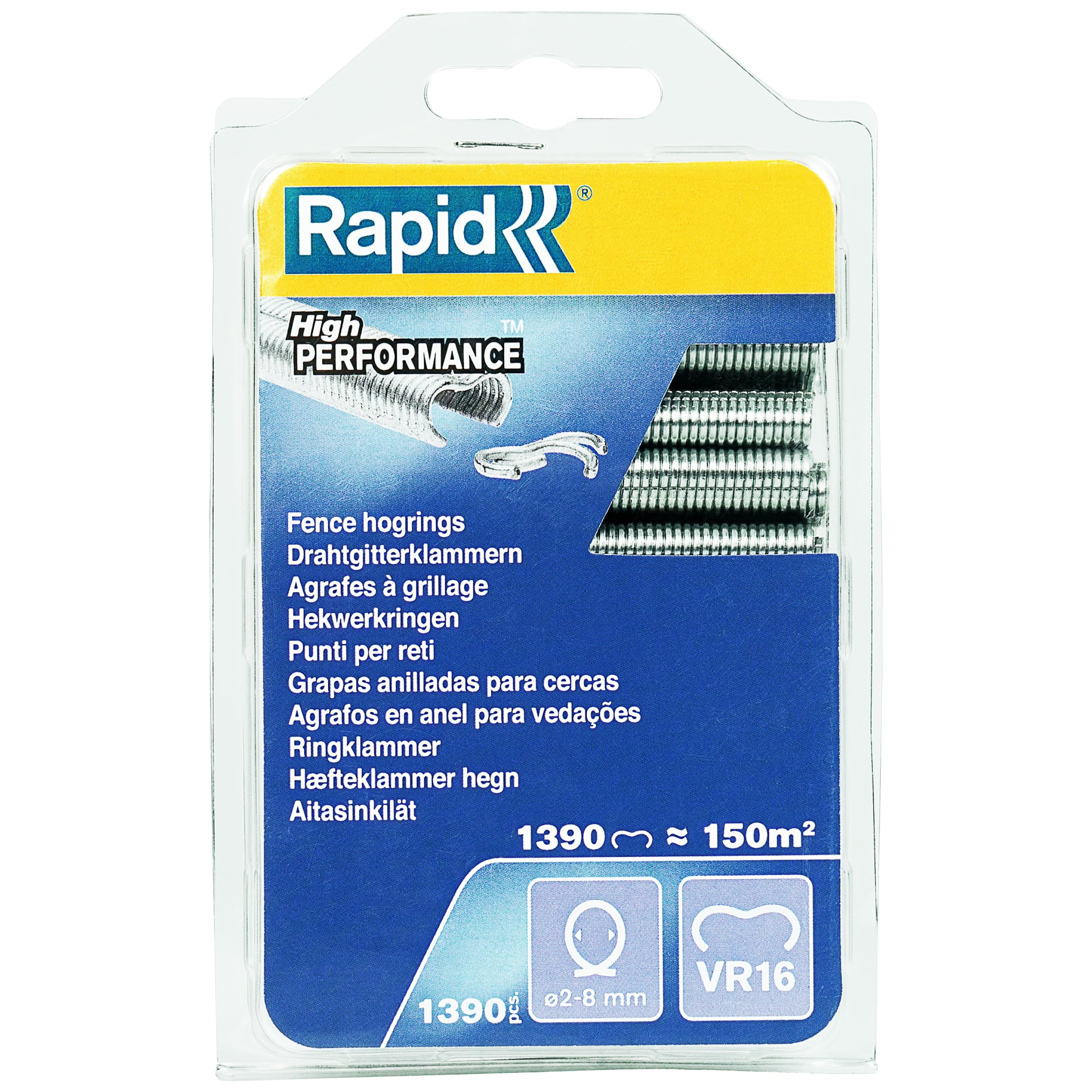 Rapid VR16 Galvanized Fence Hogrings, Suitable for 2-8 mm Netting Wire, Ideal for Securing Cages and Fencing, 1390 Pieces, Blister (40108799)