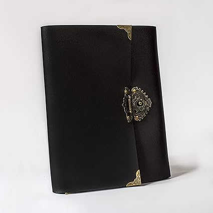 Leder Scrapbook Fotoalbum mit Bonusgeschenk und Geschenkbox, Schwarzes Leder-Fotoalbum, Fotobuch mit schwarzen Seiten, Weihna