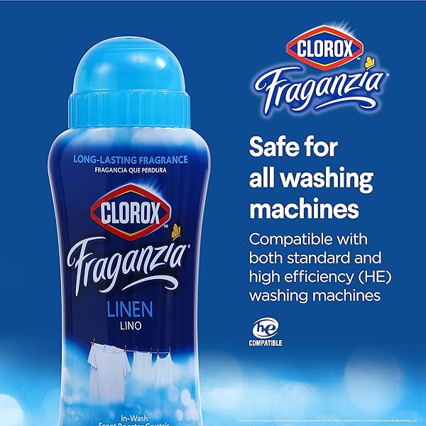 CLOROX FRAGANZIA LAUNDRY SCENT BOOSTER CRYSTALS IN LINEN SCENT, TWIN PACK, SCENTED IN-WASH FRESHENER BEADS FOR FRESH, CLEAN, GREAT SMELLING CLOTHES AND LINENS, 18 OZ – 2 PACK