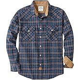 Dubinik® Flannel Shirt for Men Western Mens Pearl Snap Shirts Long Sleeve Casual Cozy Vintage Cowboy Plaid Soft Pure Cotton