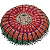 Large Round seat Floor Cushion Chair Ottoman Cover Pouf Pillow Meditation Floor Cushions for Adults Seating pouffe Ottoman Throw Covers Craft Room Furniture for Sitting Cover 22 Inches (Multi Nap)