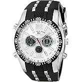 U.S. Polo Assn. Men's Sport Watch with Analog-Digital Display, Timer Alarm Day Date Backlight, Black Silicone Strap, 45mm Case, Fits Wrists 6.5" to 8.5"