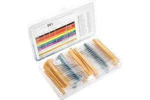 DEYUE 0 Ω to 1 Mega Ohm Resistors Assortment Kit of 1 Percent Tolerance| Metal Film Resistor/Variety Pack of 605 Pcs/Plastic Box | Fits Excellently to Breadboards/Arduino Projects